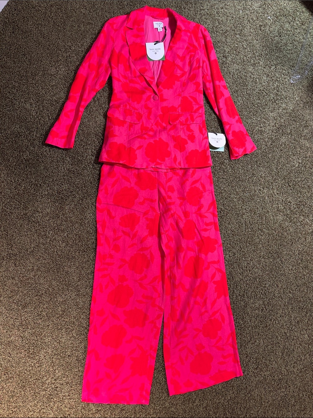 kate spade Pink and Red Floral Blazer & Wide-Leg Pants Set for Target XS